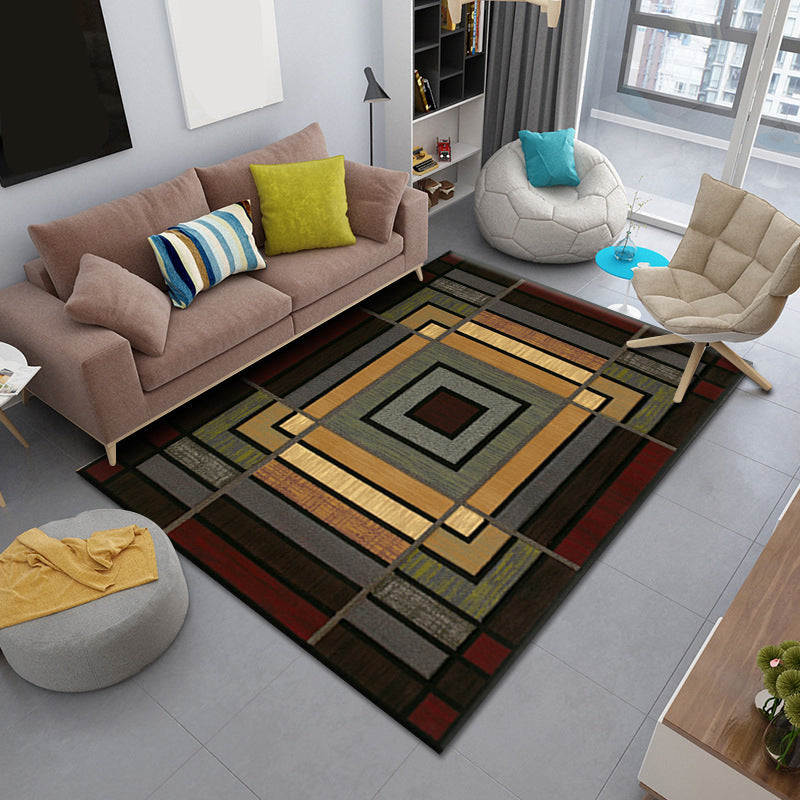 Modern Rug Geometric Design Carpet Polyester Non-Slip Backing Indoor Rug for Living Room