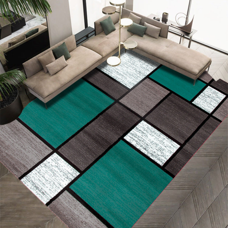 Modern Rug Geometric Design Carpet Polyester Non-Slip Backing Indoor Rug for Living Room