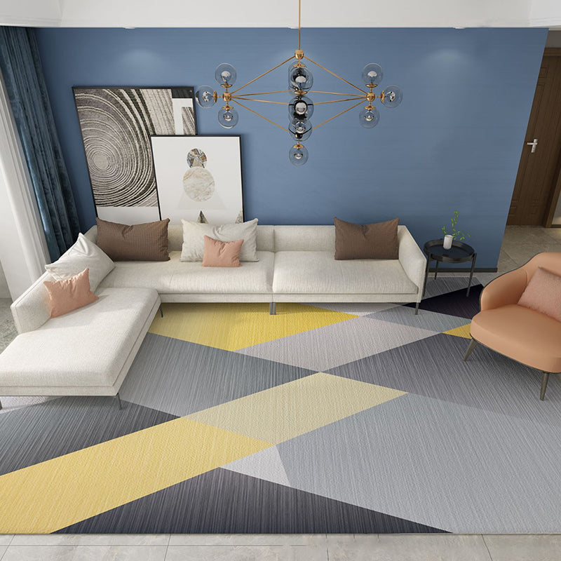 Bold Geometric Indoor Rug Modern Carpet Polyester Stain Resistant Area Carpet for Living Room