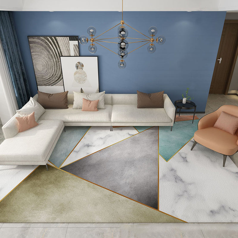 Bold Geometric Indoor Rug Modern Carpet Polyester Stain Resistant Area Carpet for Living Room
