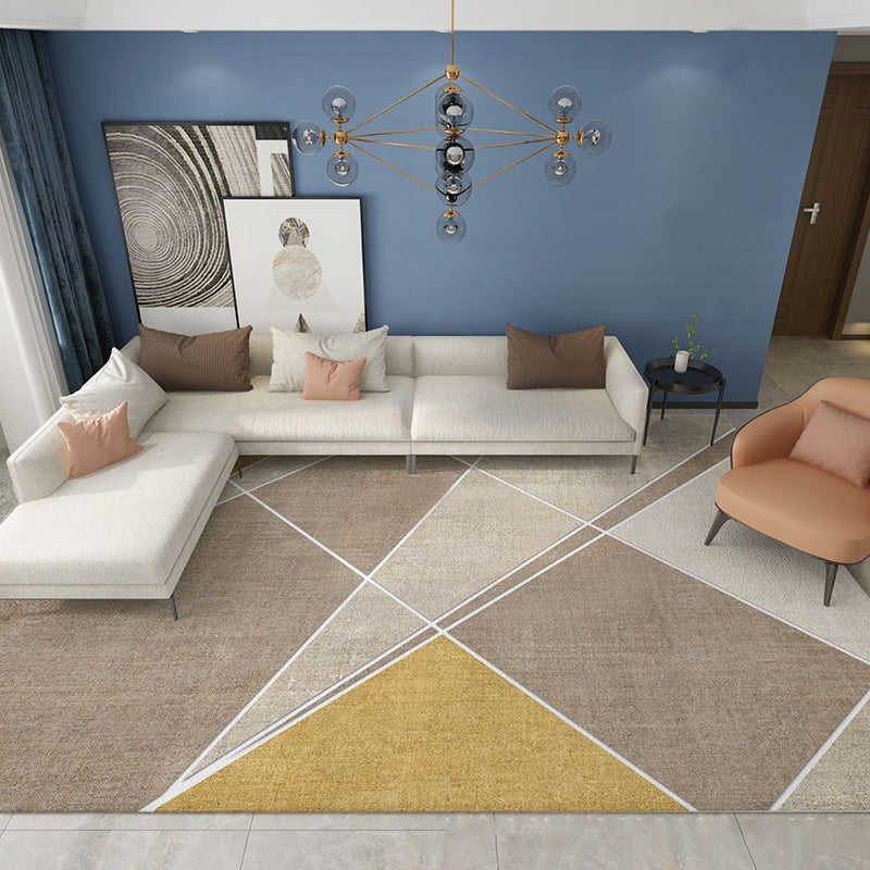 Bold Geometric Indoor Rug Modern Carpet Polyester Stain Resistant Area Carpet for Living Room