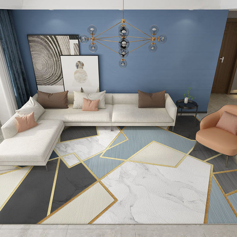Bold Geometric Indoor Rug Modern Carpet Polyester Stain Resistant Area Carpet for Living Room