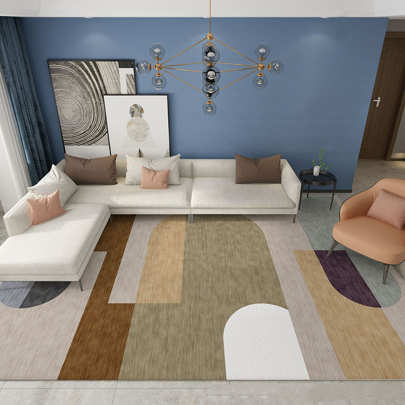 Bold Geometric Indoor Rug Modern Carpet Polyester Stain Resistant Area Carpet for Living Room