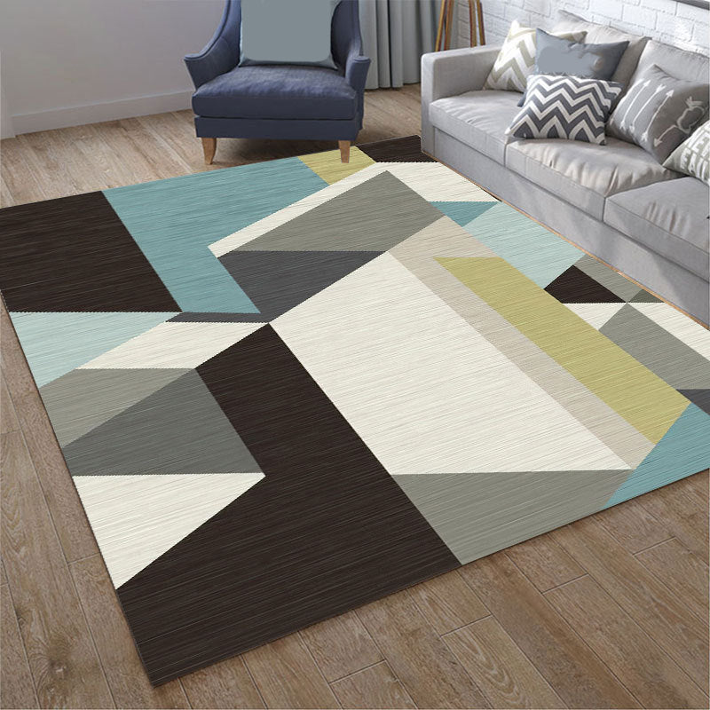 Contemporary Geometry Print Rug Polyester Indoor Carpet Stain Resistant Area Rug for Home Decoration