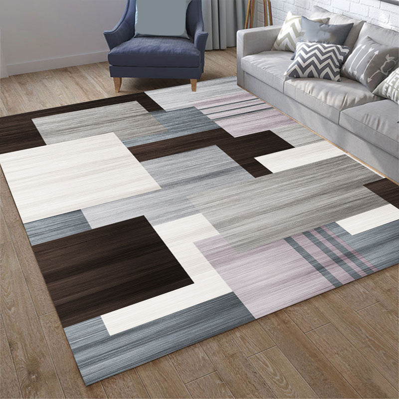 Contemporary Geometry Print Rug Polyester Indoor Carpet Stain Resistant Area Rug for Home Decoration