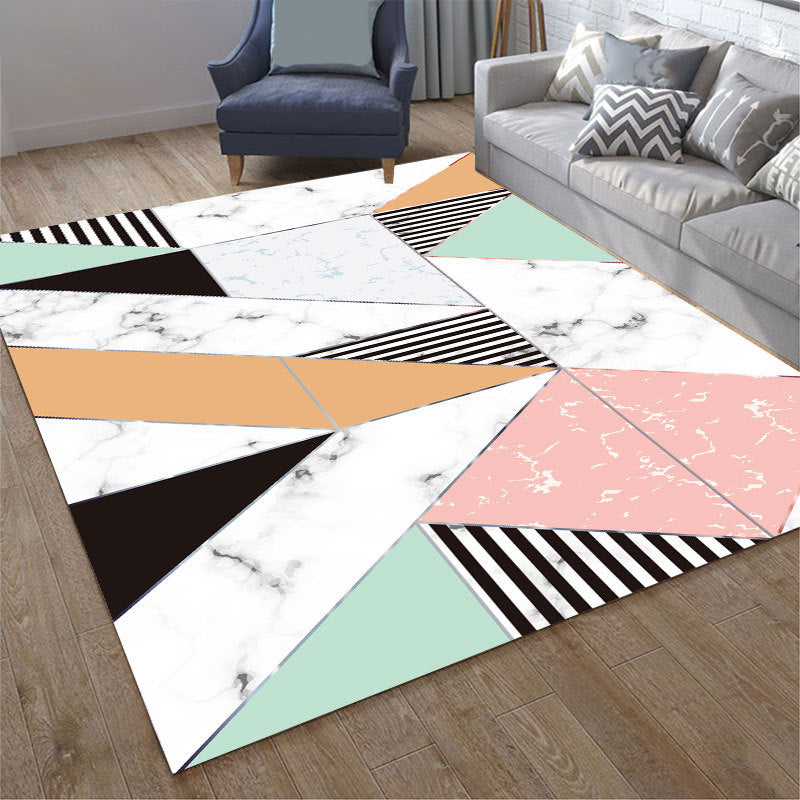 Contemporary Geometry Print Rug Polyester Indoor Carpet Stain Resistant Area Rug for Home Decoration