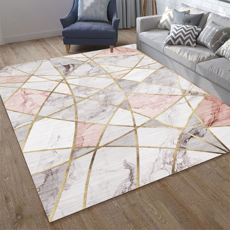 Contemporary Geometry Print Rug Polyester Indoor Carpet Stain Resistant Area Rug for Home Decoration