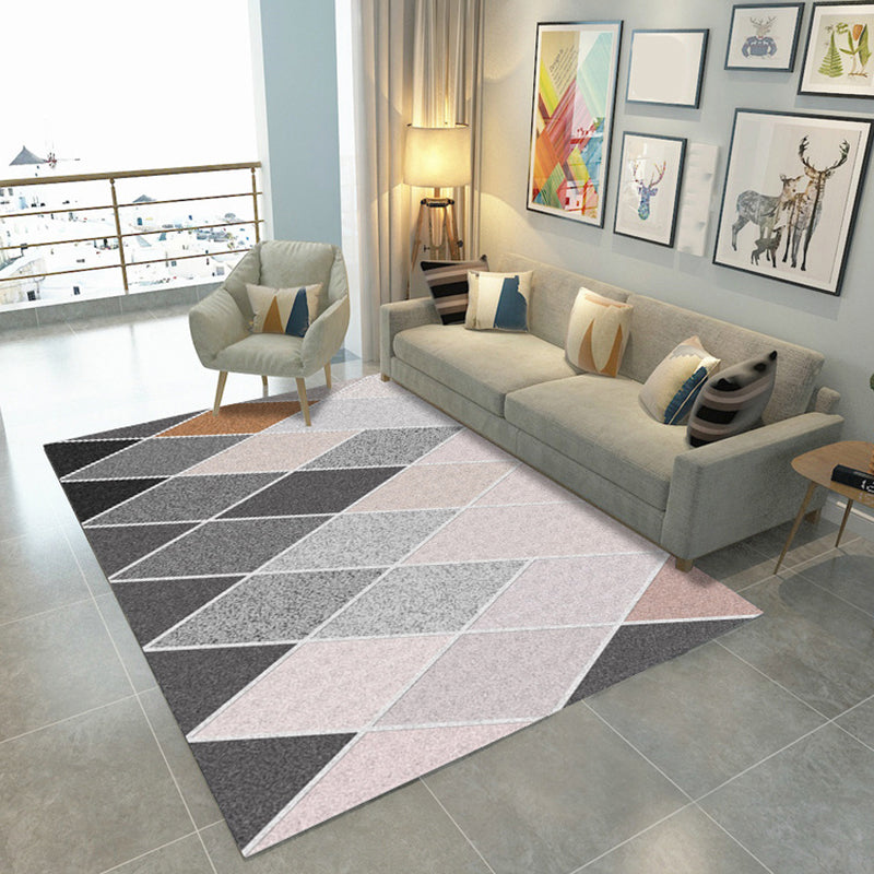 Minimalist Area Rug Geometric Print Carpet Non-Slip Backing Polyster Rug for Living Room