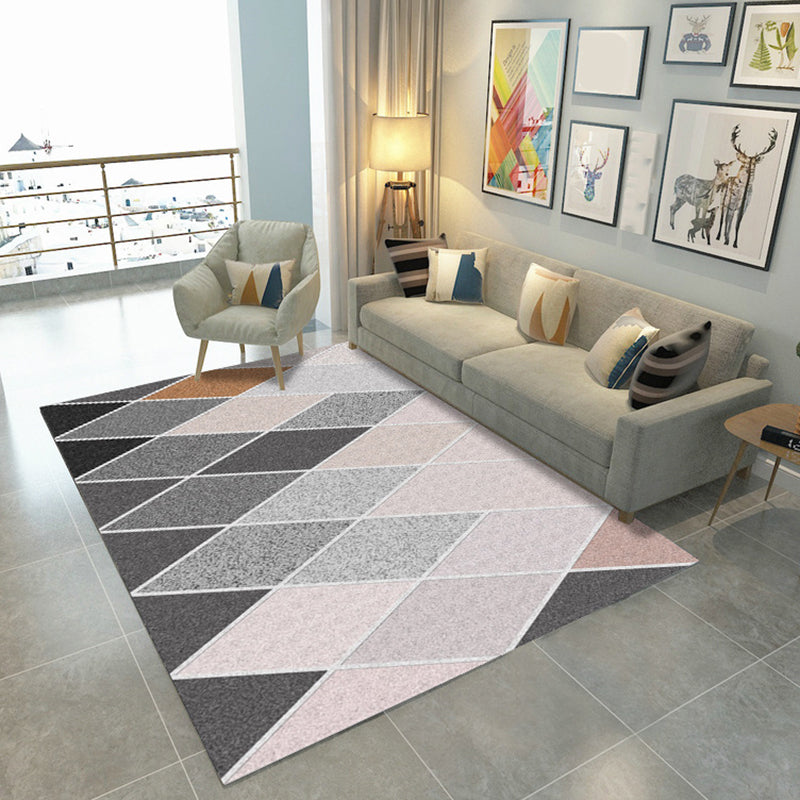 Minimalist Area Rug Geometric Print Carpet Non-Slip Backing Polyster Rug for Living Room