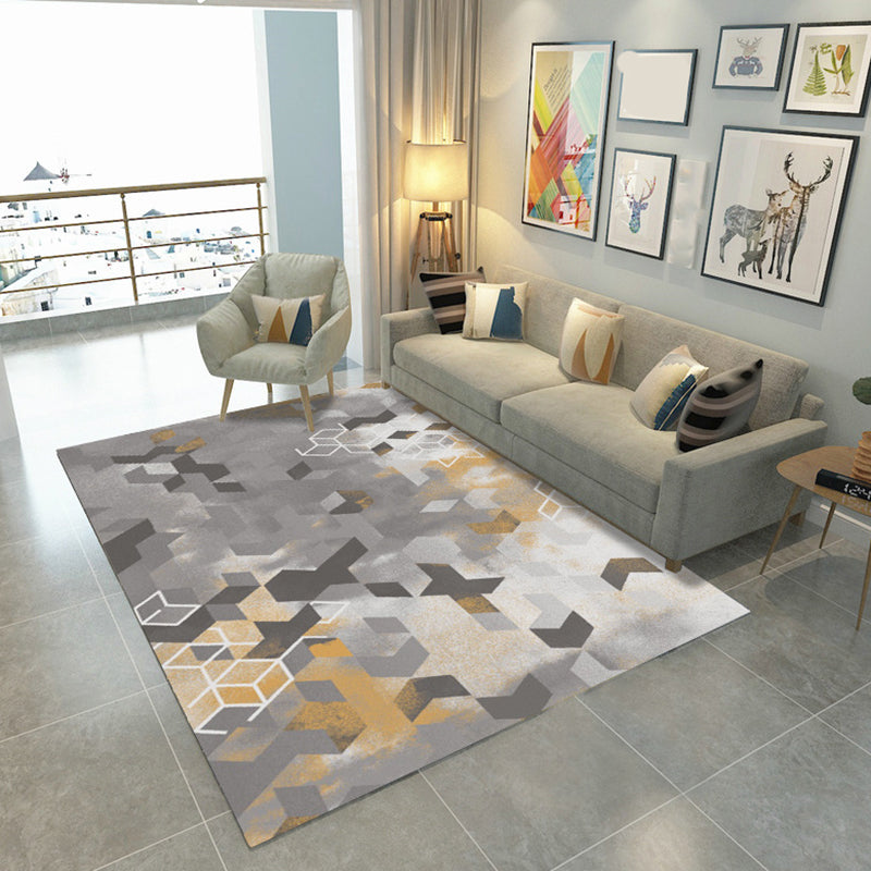 Minimalist Area Rug Geometric Print Carpet Non-Slip Backing Polyster Rug for Living Room