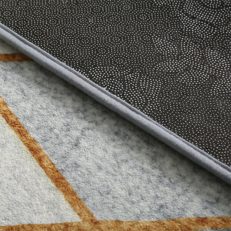 Fancy Gray Tone Indoor Rug Geometry Print Rug Polyester Stain Resistant Living Room Rug