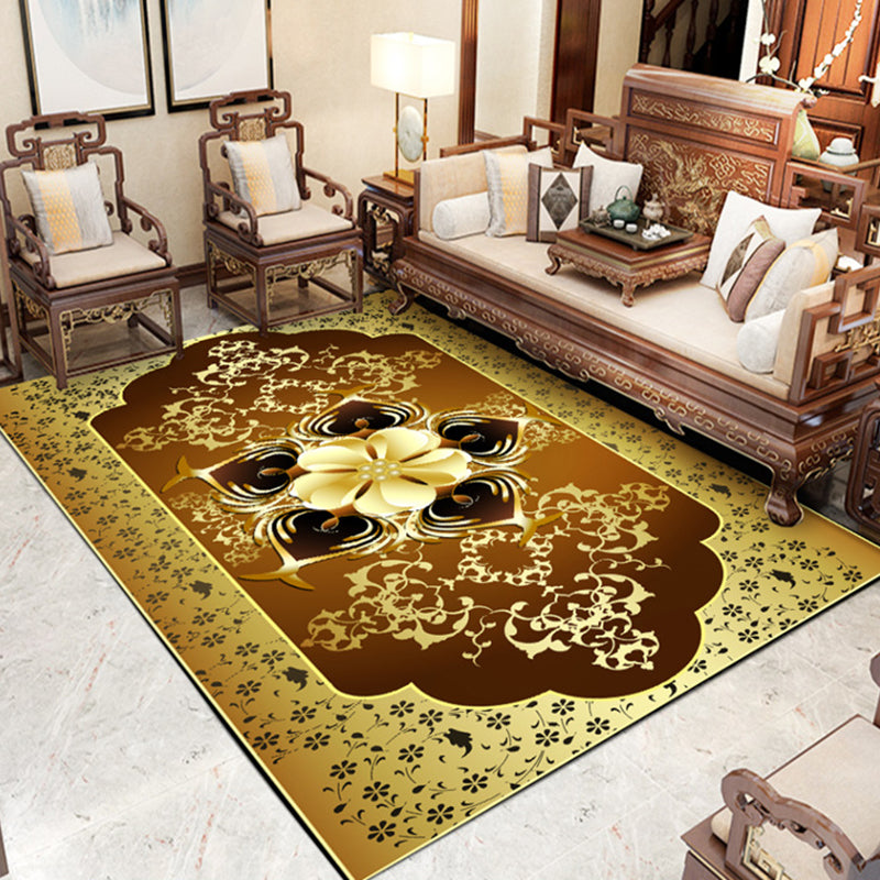 Gray Living Room Area Carpet Modern Medallion Indoor Rug Polyester Washable Carpet