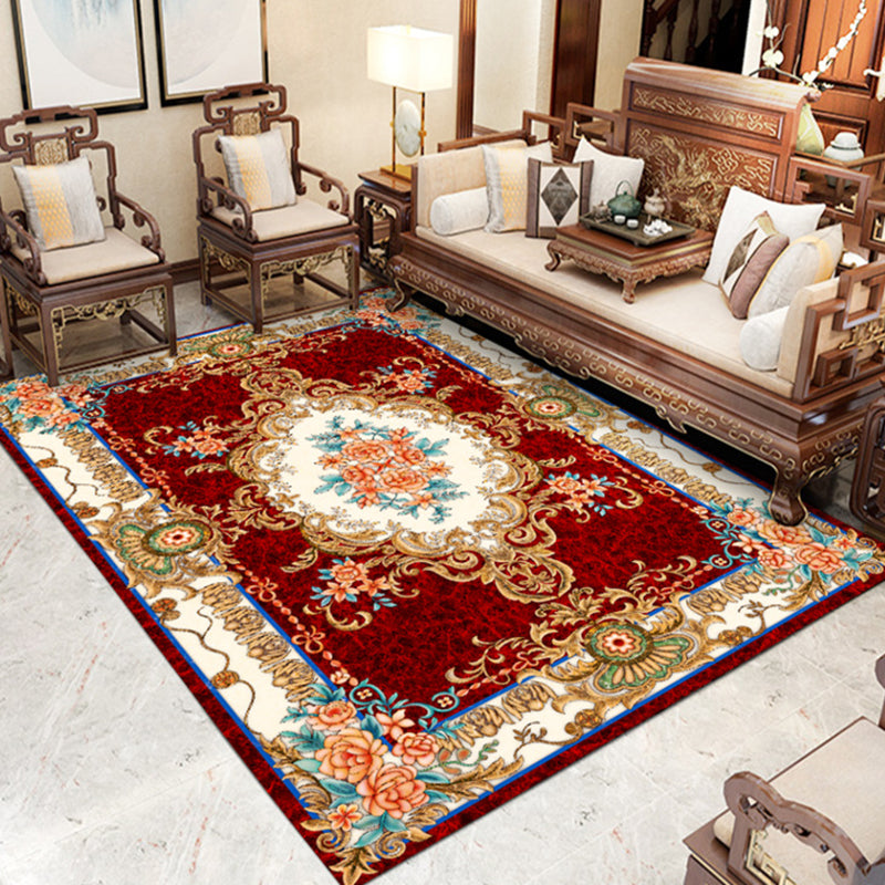 Gray Living Room Area Carpet Modern Medallion Indoor Rug Polyester Washable Carpet