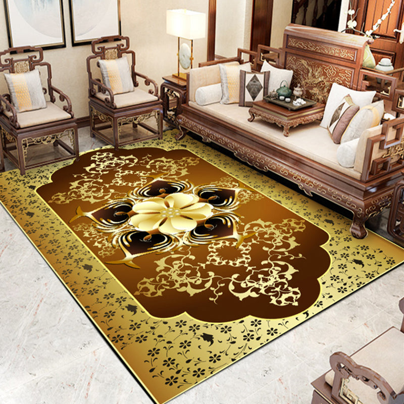 Gray Living Room Area Carpet Modern Medallion Indoor Rug Polyester Washable Carpet