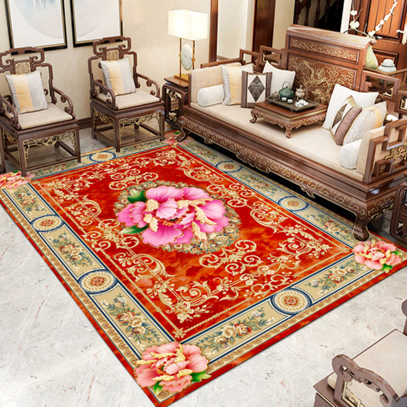 Gray Living Room Area Carpet Modern Medallion Indoor Rug Polyester Washable Carpet