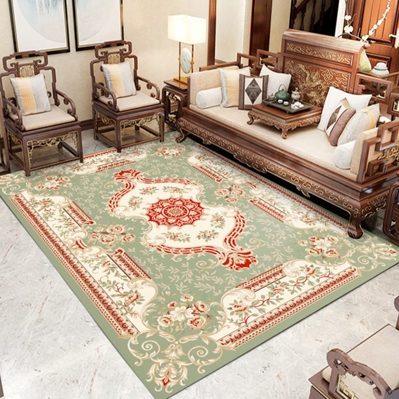 Modern Indoor Room Carpet Blue Medallion Indoor Rug Polyester Non-Split Backing Area Rug