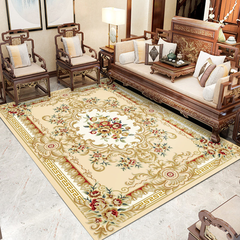 Modern Indoor Room Carpet Blue Medallion Indoor Rug Polyester Non-Split Backing Area Rug