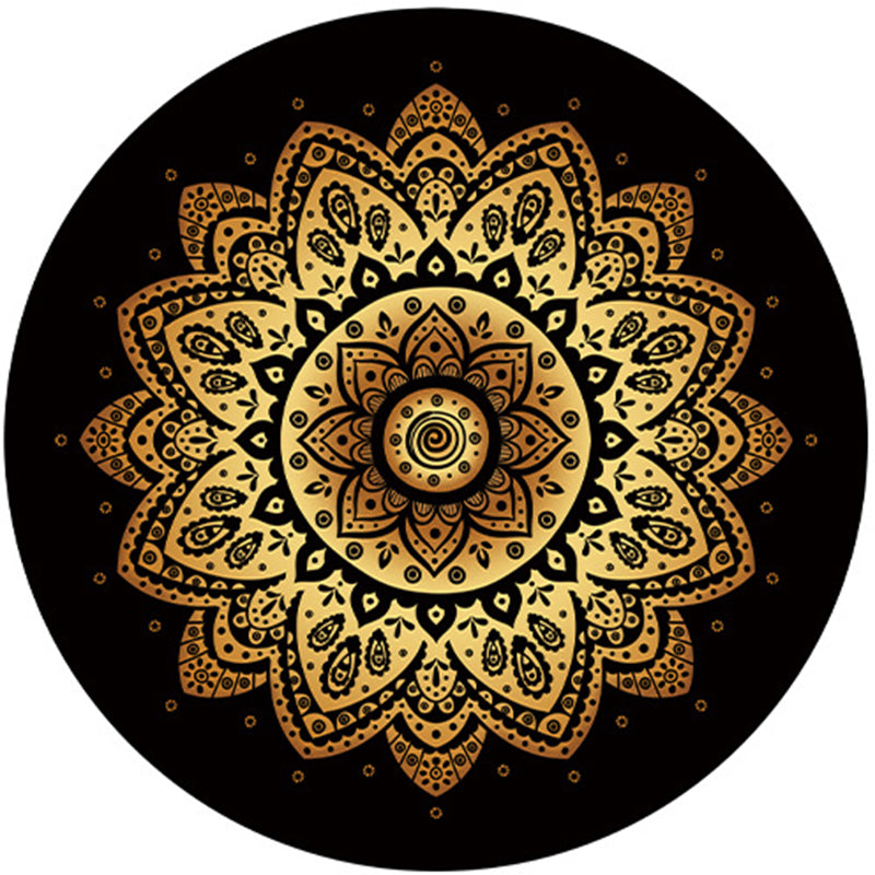 Gold Living Room Indoor Rug Modern Medallion Carpet Polyester Rug Non-Split Carpet