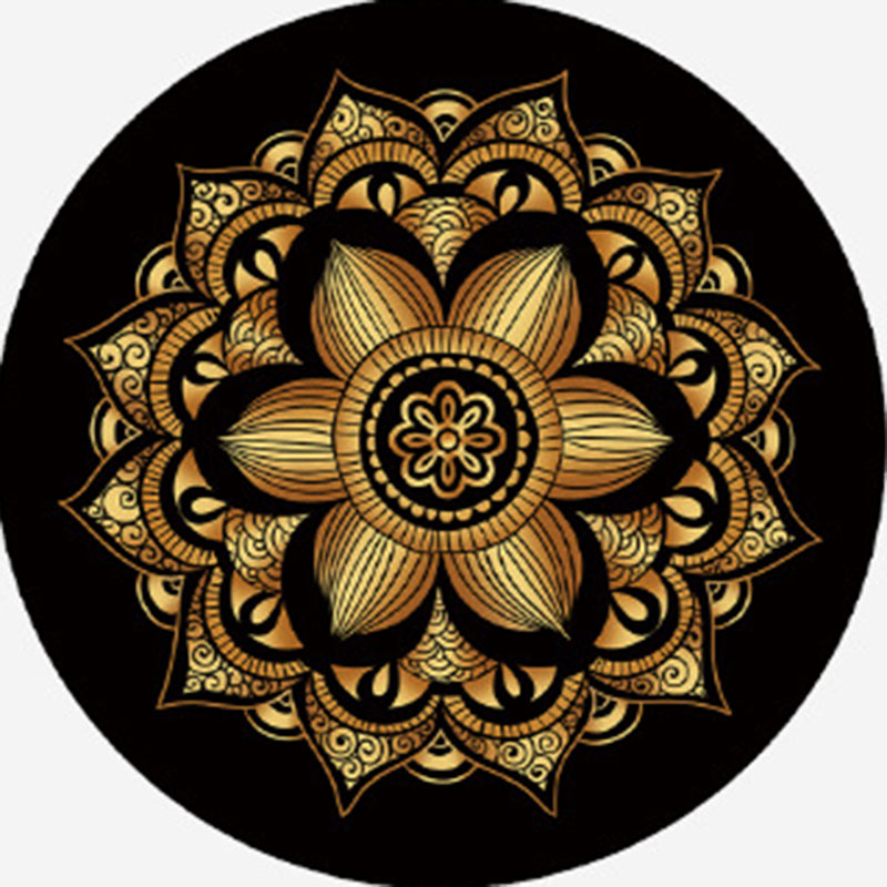 Gold Living Room Indoor Rug Modern Medallion Carpet Polyester Rug Non-Split Carpet