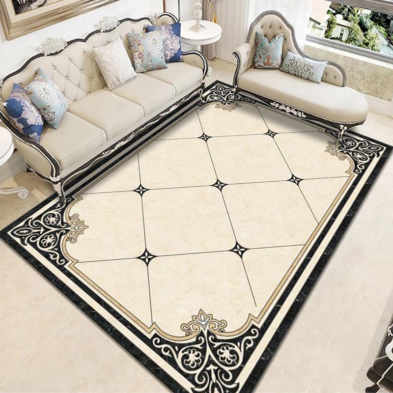 Modern Brown Area Rug Americana Pattern Rug Polyester Anti-Slip Area Carpet for Home Decor