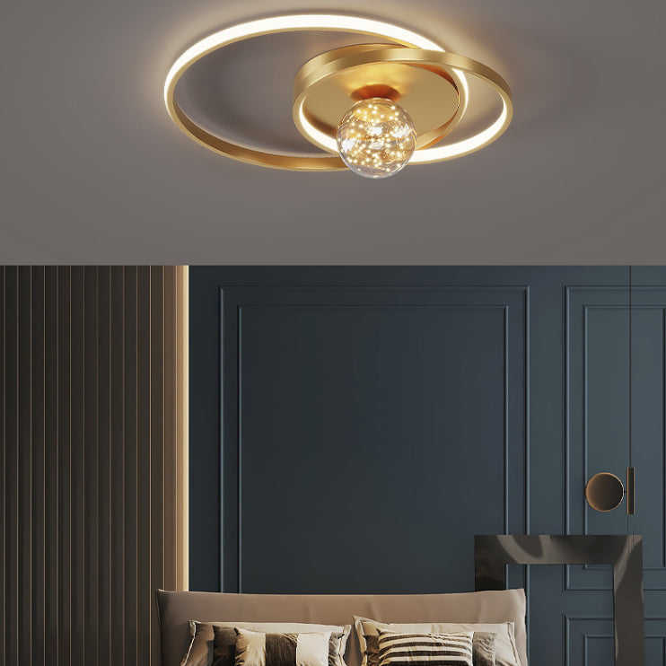 Plafonnier LED circulaire créatif moderne en aluminium à 3 lumières avec abat-jour en acrylique