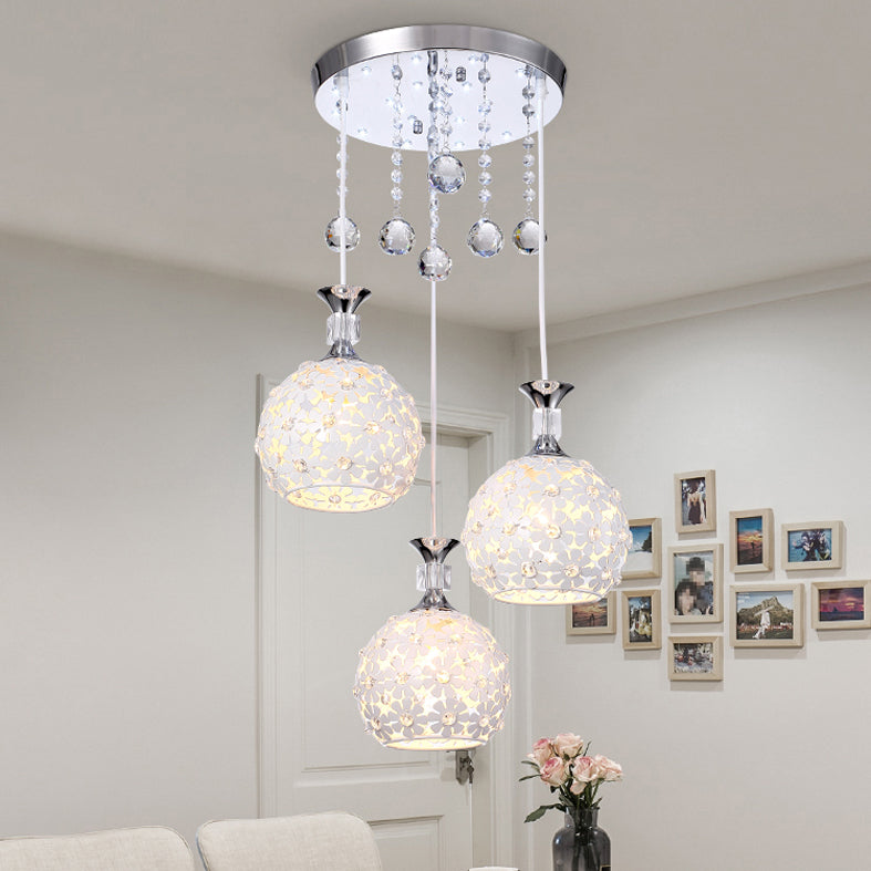 Cluster sphère pendentif léger nordique cristal 3 bulb lempe suspension du plafond