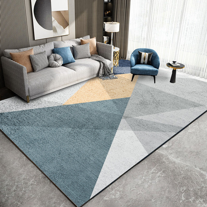 Multicolor Modern Area Rug Polyester Geometric Print Rug Non-Slip Backing Indoor Rug for Living Room