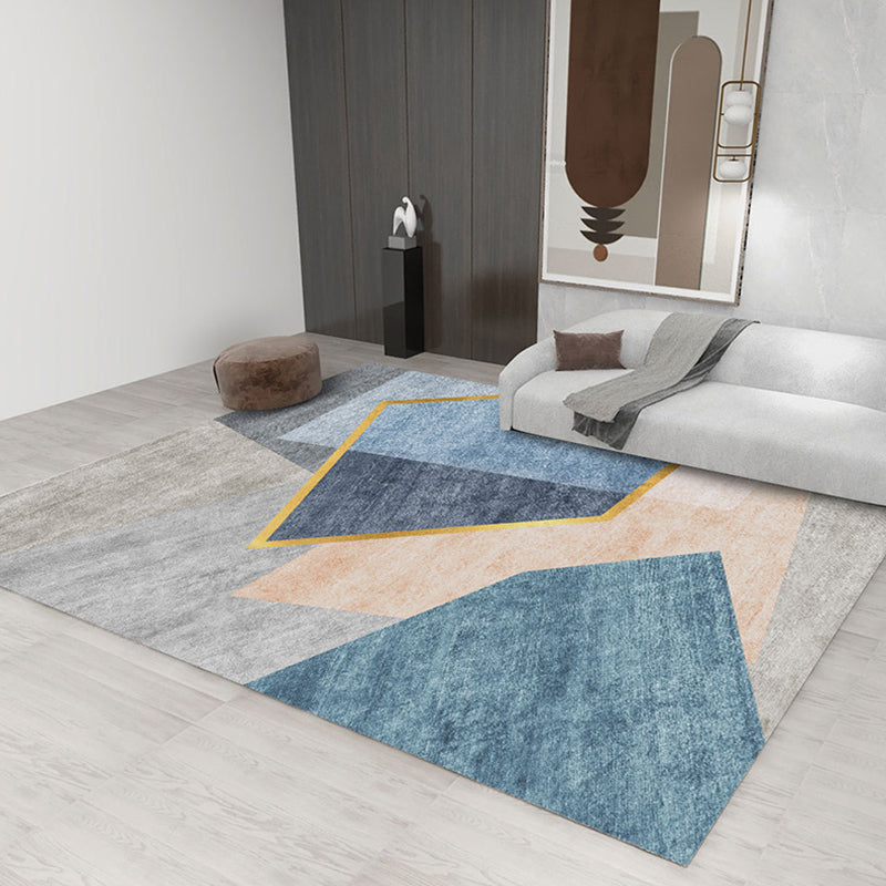 Multicolor Modern Area Rug Polyester Geometric Print Rug Non-Slip Backing Indoor Rug for Living Room