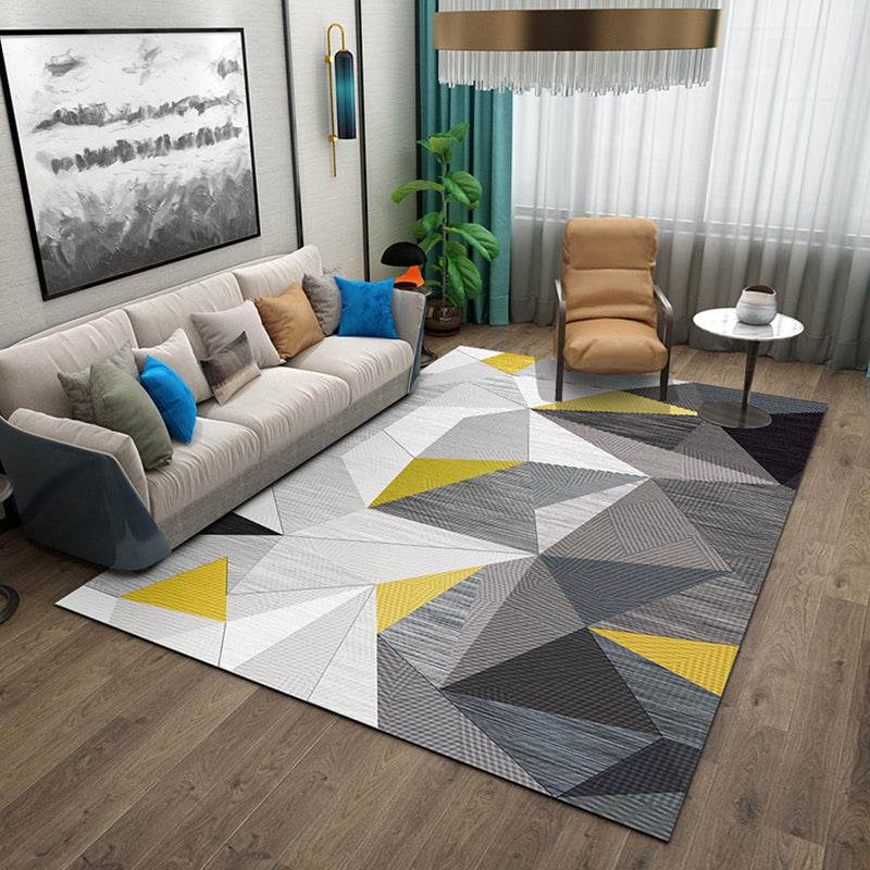 Multicolor Nordic Area Rug Polyester Triangle Print Rug Non-Slip Backing Indoor Rug for Living Room