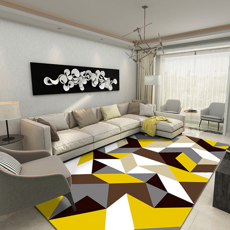 Multicolor Nordic Area Rug Polyester Triangle Print Rug Non-Slip Backing Indoor Rug for Living Room