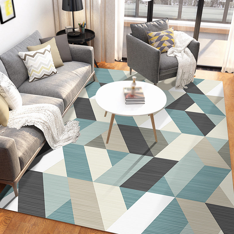 Multicolor Nordic Area Rug Polyester Triangle Print Rug Non-Slip Backing Indoor Rug for Living Room