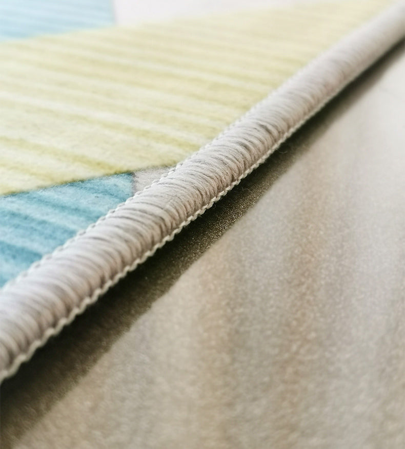 Multicolor Nordic Area Rug Polyester Triangle Print Rug Non-Slip Backing Indoor Rug for Living Room