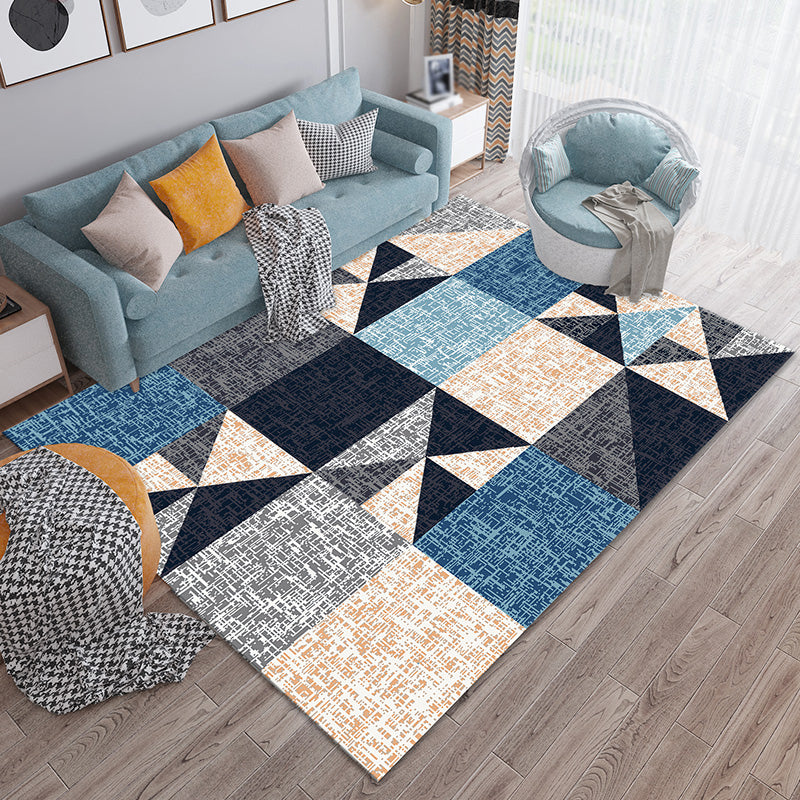 Simple Triangle Print Rug Multicolor Polyester Area Carpet Non-Slip Backing Rug for Living Room