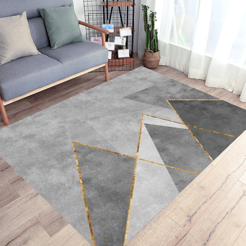 Nordic Triangle Pattern Carpet Multicolor Polyester Rug Anti-Slip Backing Carpet for Living Room