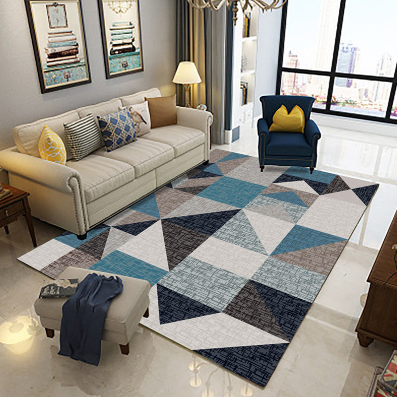 Multicolor Living Room Carpet Luxury Triangle Pattern Indoor Rug Polyester with Stain Resistant Rug