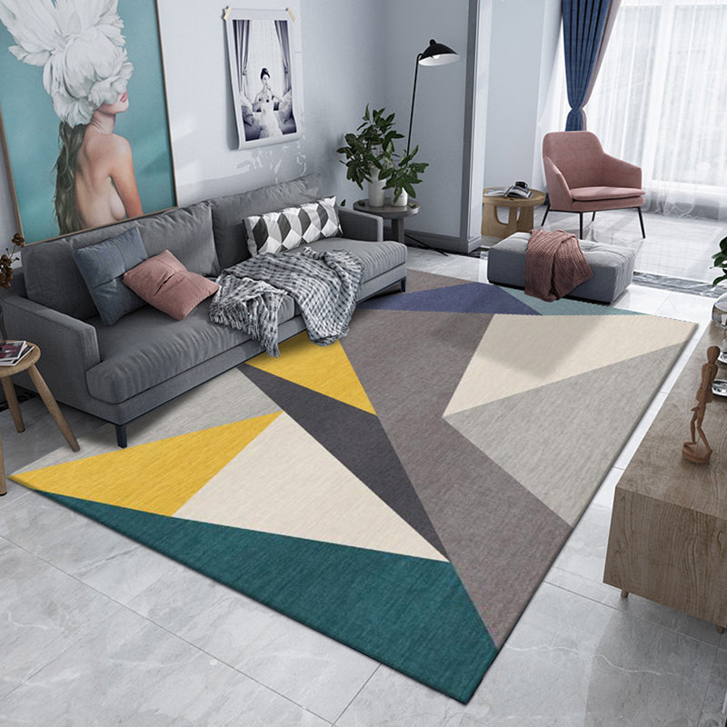 Multicolor Casual Indoor Rug Polyester Splicing Print Rug Non-Slip Backing Area Rug for Living Room