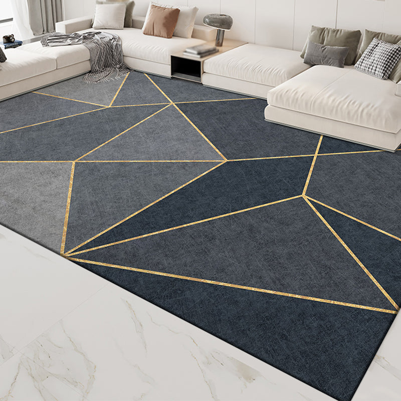 Grey Tone Modern Indoor Rug Polyester Triangle Print Carpet Non-Slip Backing Rug for Home Decoration