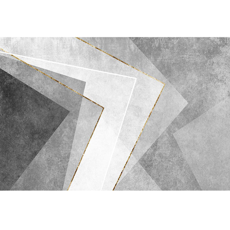 Grey Tone Modern Indoor Rug Polyester Triangle Print Carpet Non-Slip Backing Rug for Home Decoration