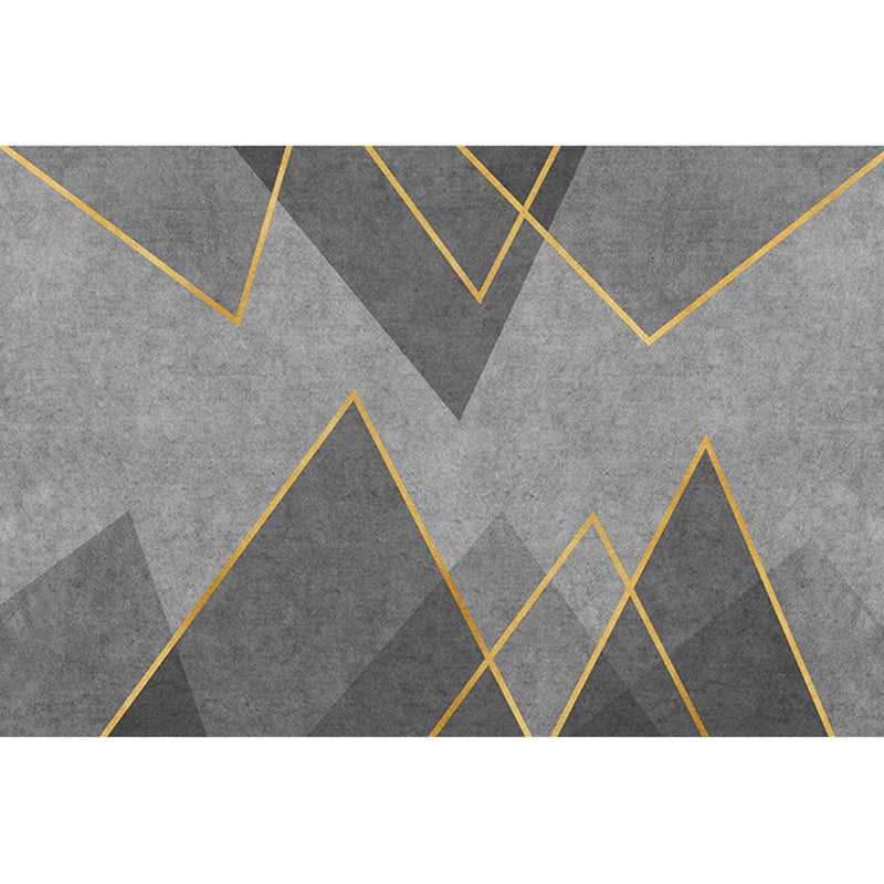 Grey Tone Modern Indoor Rug Polyester Triangle Print Carpet Non-Slip Backing Rug for Home Decoration