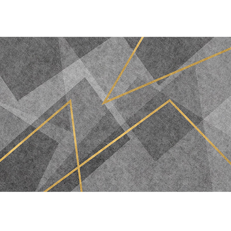 Grey Tone Modern Indoor Rug Polyester Triangle Print Carpet Non-Slip Backing Rug for Home Decoration