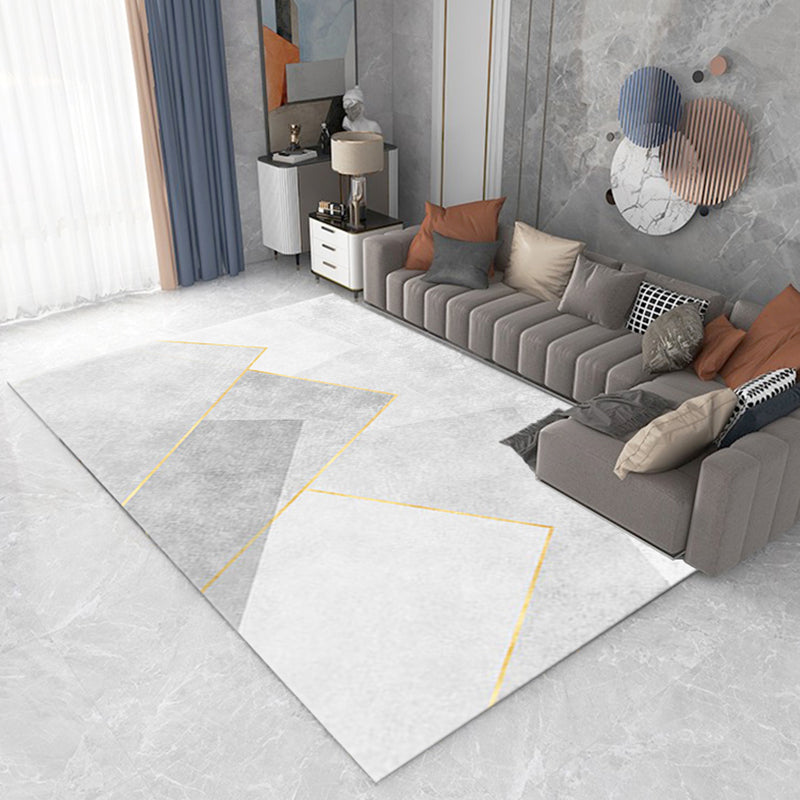 Apricot Tone Nordic Indoor Rug Polyester Geometric Print Carpet Non-Slip Backing Rug for Living Room