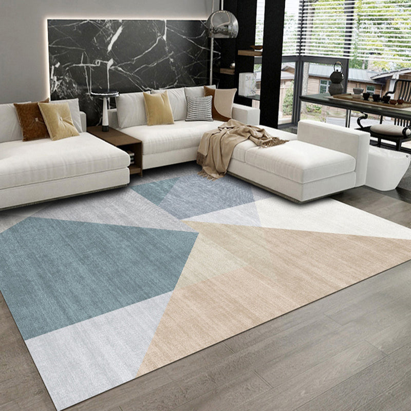 Apricot Tone Nordic Indoor Rug Polyester Geometric Print Carpet Non-Slip Backing Rug for Living Room