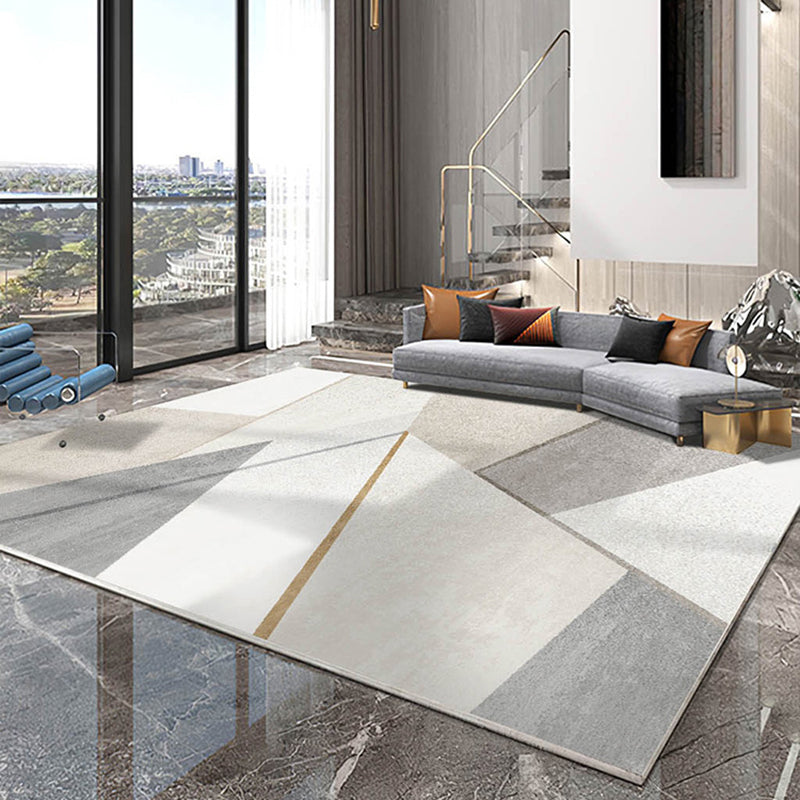 Apricot Tone Nordic Indoor Rug Polyester Geometric Print Carpet Non-Slip Backing Rug for Living Room