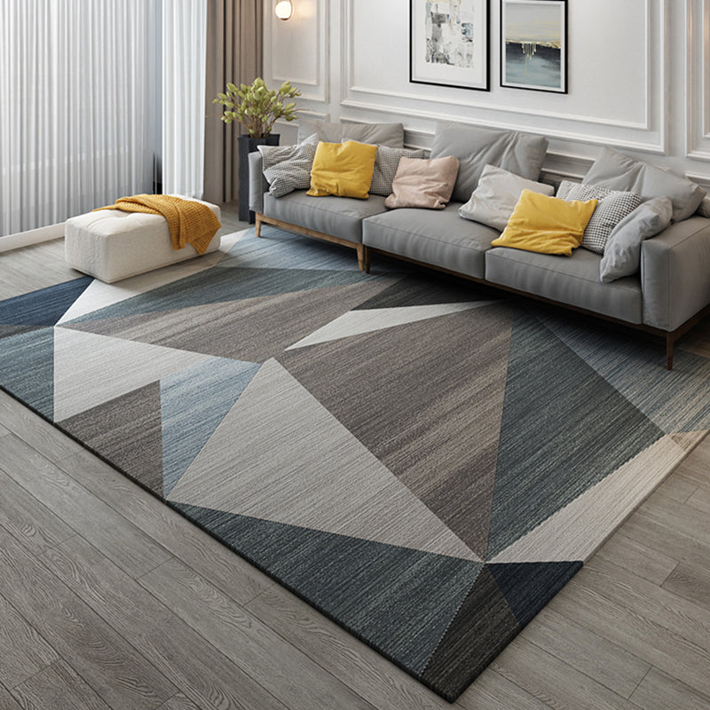 Mulitcolor Nordic Indoor Rug Polyester Geometric Print Carpet Non-Slip Backing Rug for Home Decor
