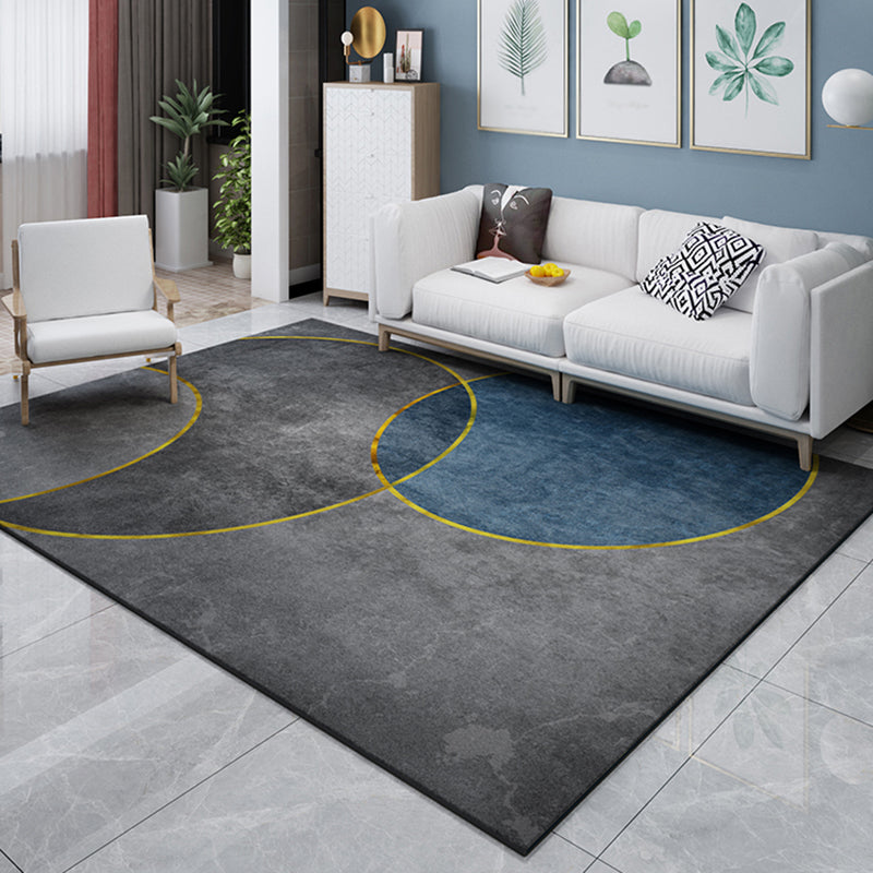 Mulitcolor Nordic Indoor Rug Polyester Geometric Print Carpet Non-Slip Backing Rug for Home Decor