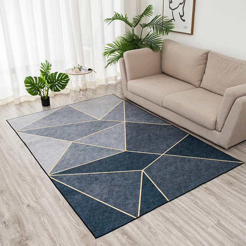 Mulitcolor Nordic Indoor Rug Polyester Geometric Print Carpet Non-Slip Backing Rug for Home Decor