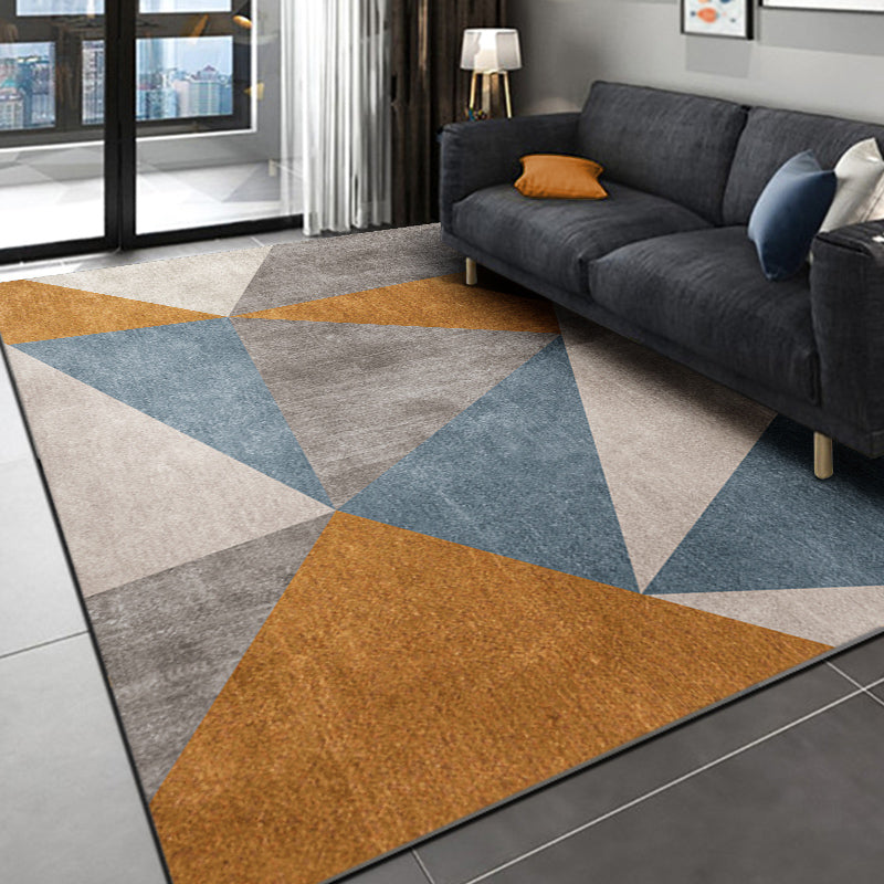 Tapis d'intérieur de luxe de couleur foncée, imprimé géométrique en Polyester, facile d'entretien, pour la décoration de la maison