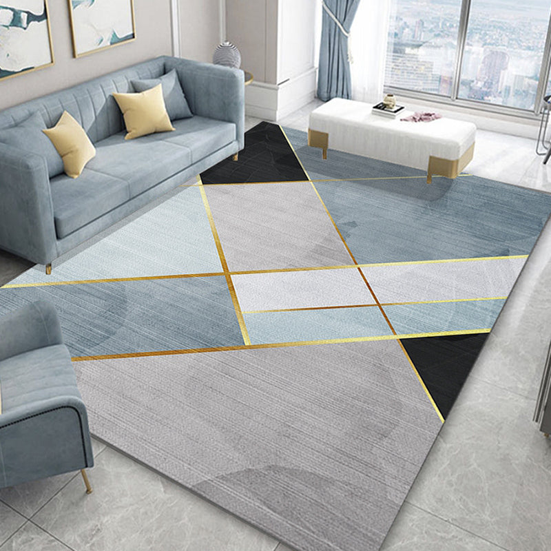 Mehrfarbiger moderner Innenteppich aus Polyester mit geometrischem Druck, pflegeleichter Teppich für die Heimdekoration