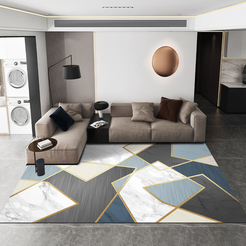 Multicolor Nordic Indoor Rug Polyester Triangle Splicing Carpet Anti-Slip Backing Rug for Home Decor