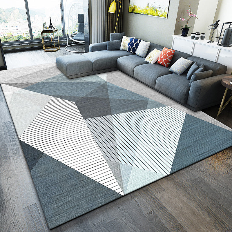 Multicolor Modern Indoor Rug Polyester Triangle Print Carpet Non-Slip Backing Rug for Home Decor